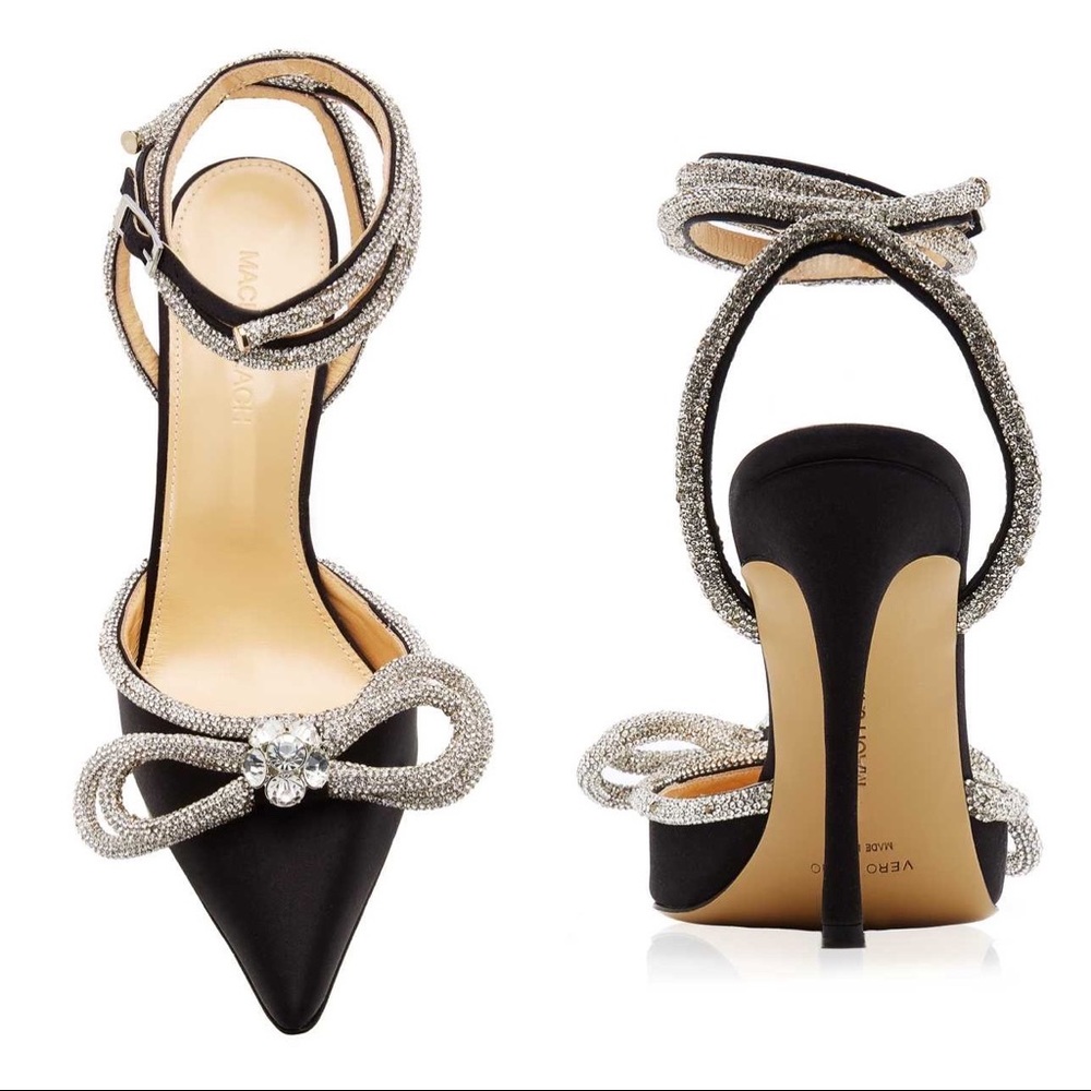 Mach & Mach Crystal Bow Embellished Pumps - Black